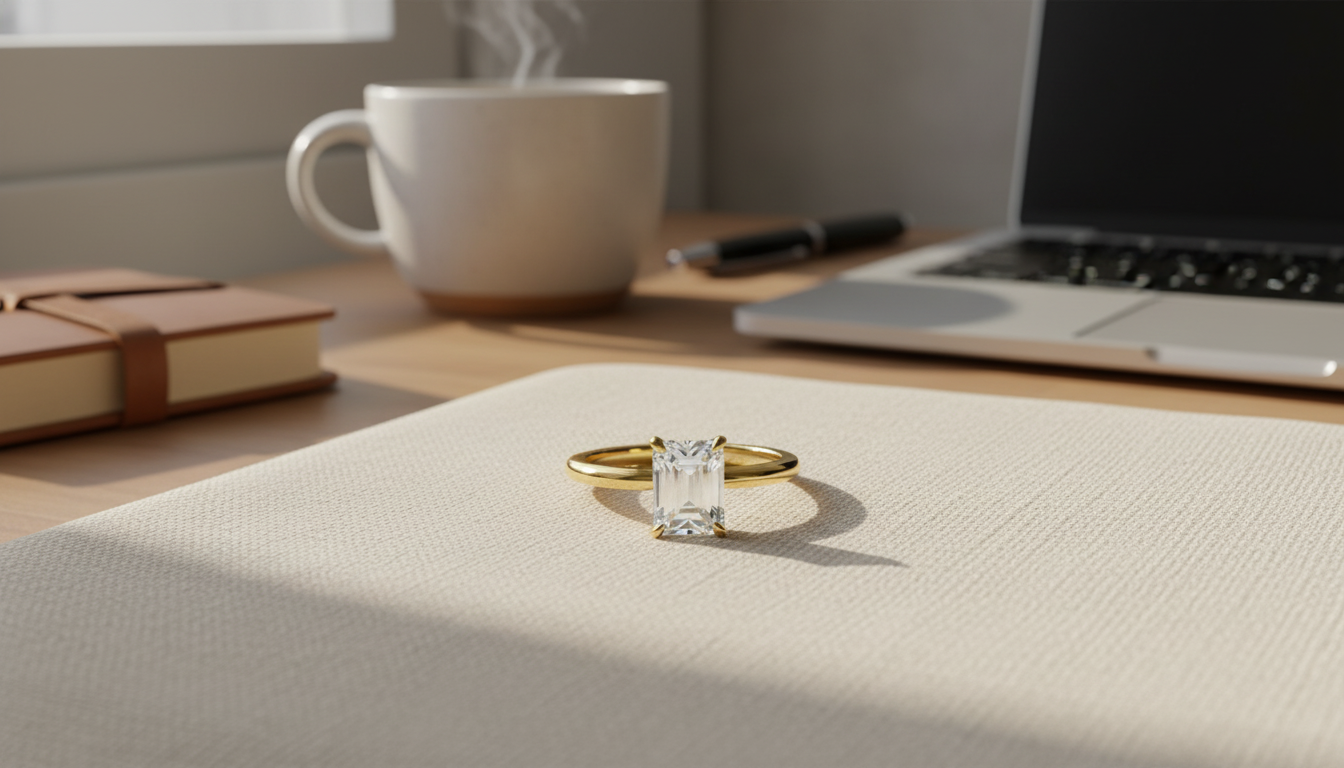 3ct Emerald Cut Moissanite Ring in Sterling Silver