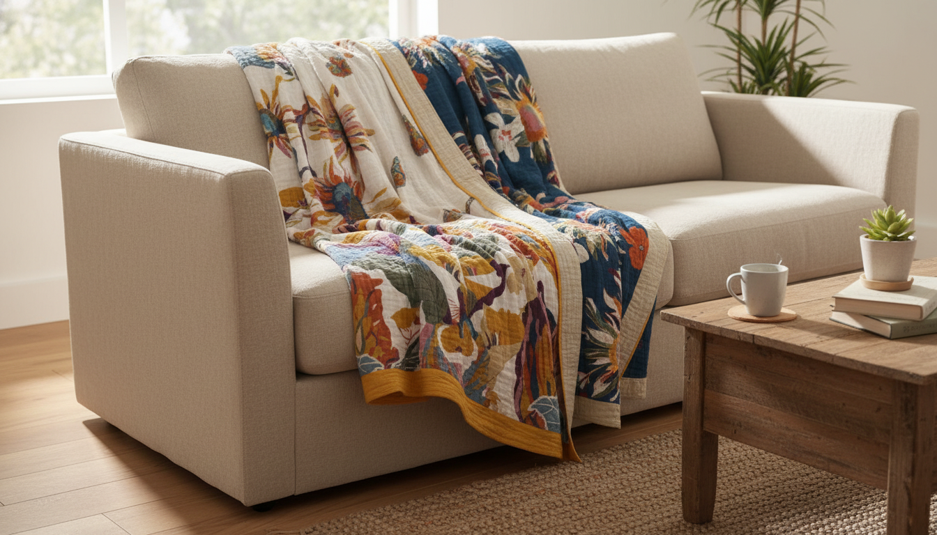 Breezy Floral Cotton Gauze Throw for Easy Layering