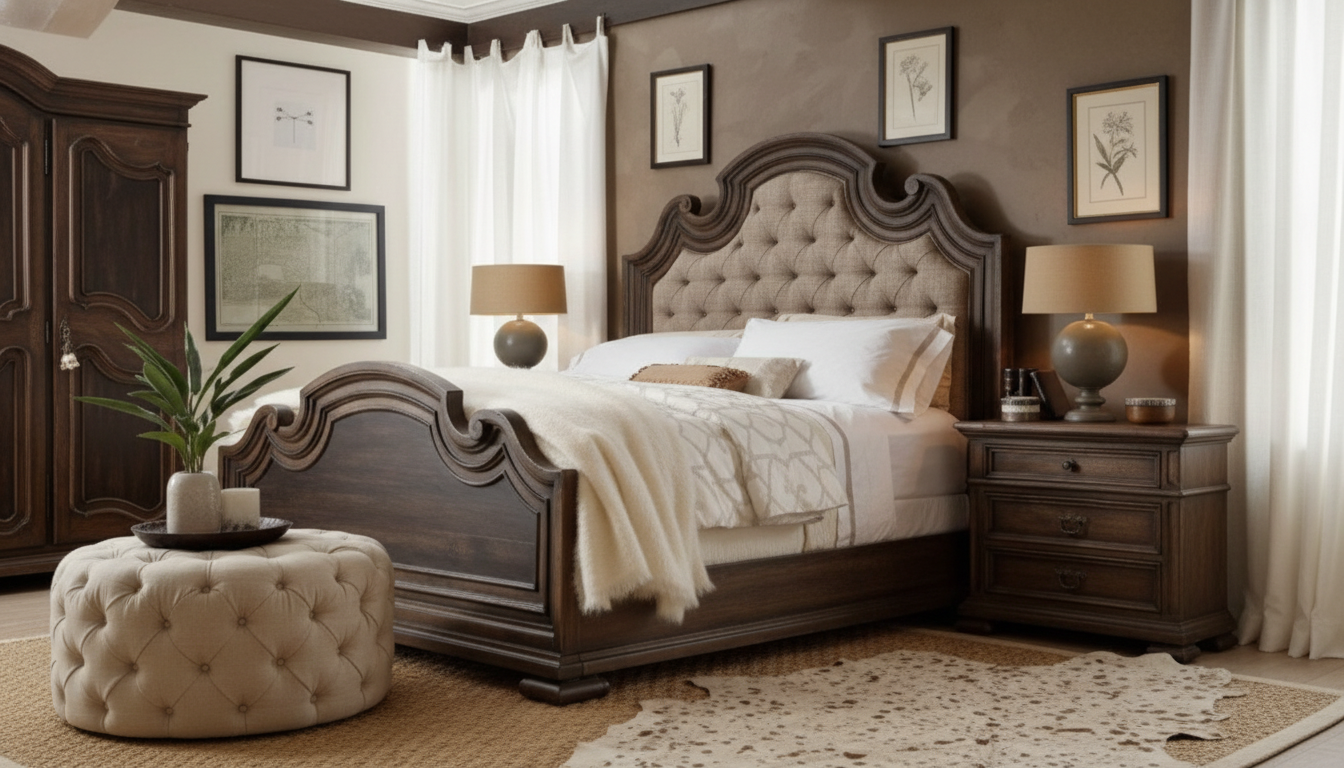 Deluxe French Country Double Bed: Warm, Elegant Style