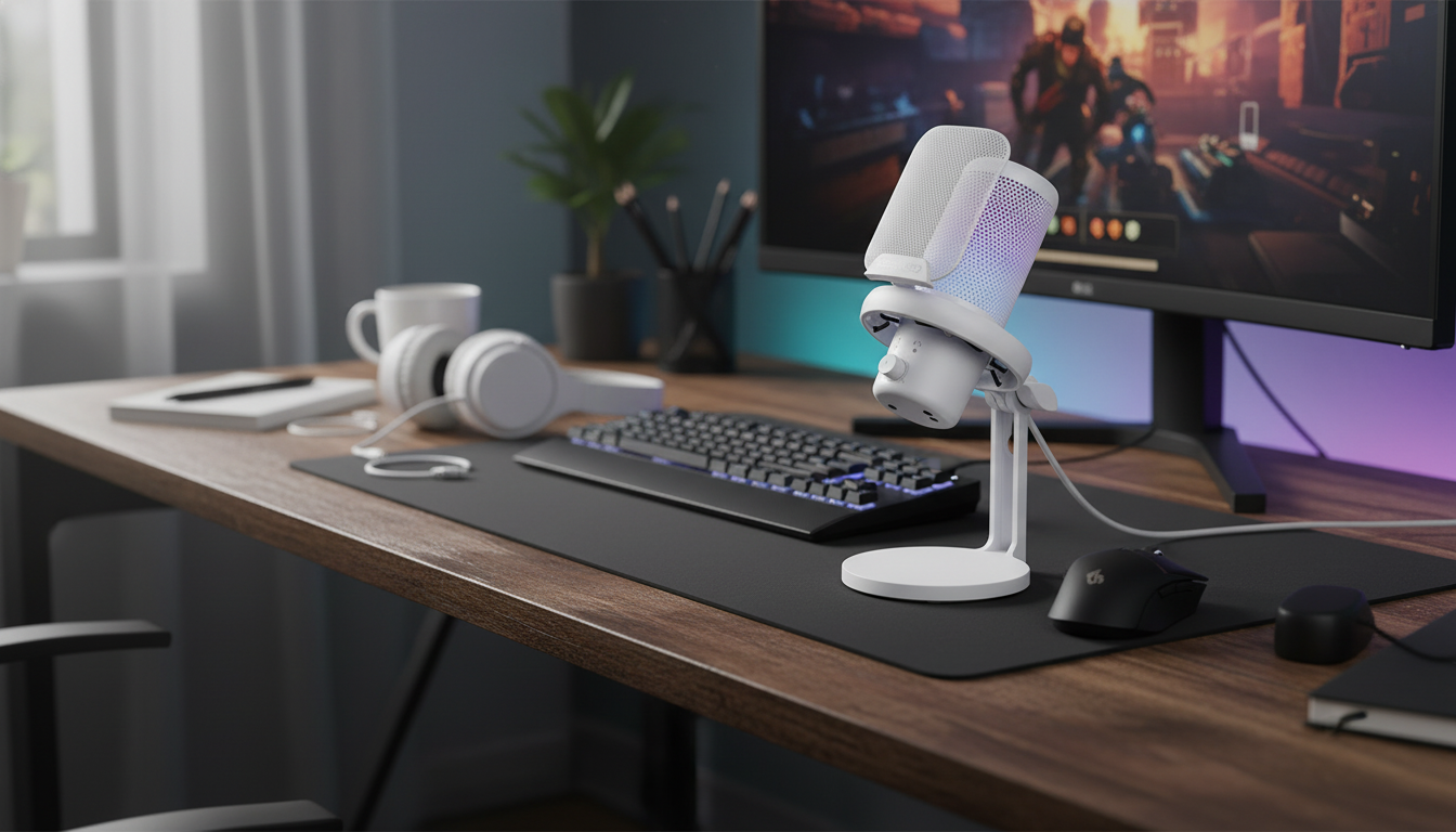 USB Condenser Gaming Mic: Noise Reduction + RGB