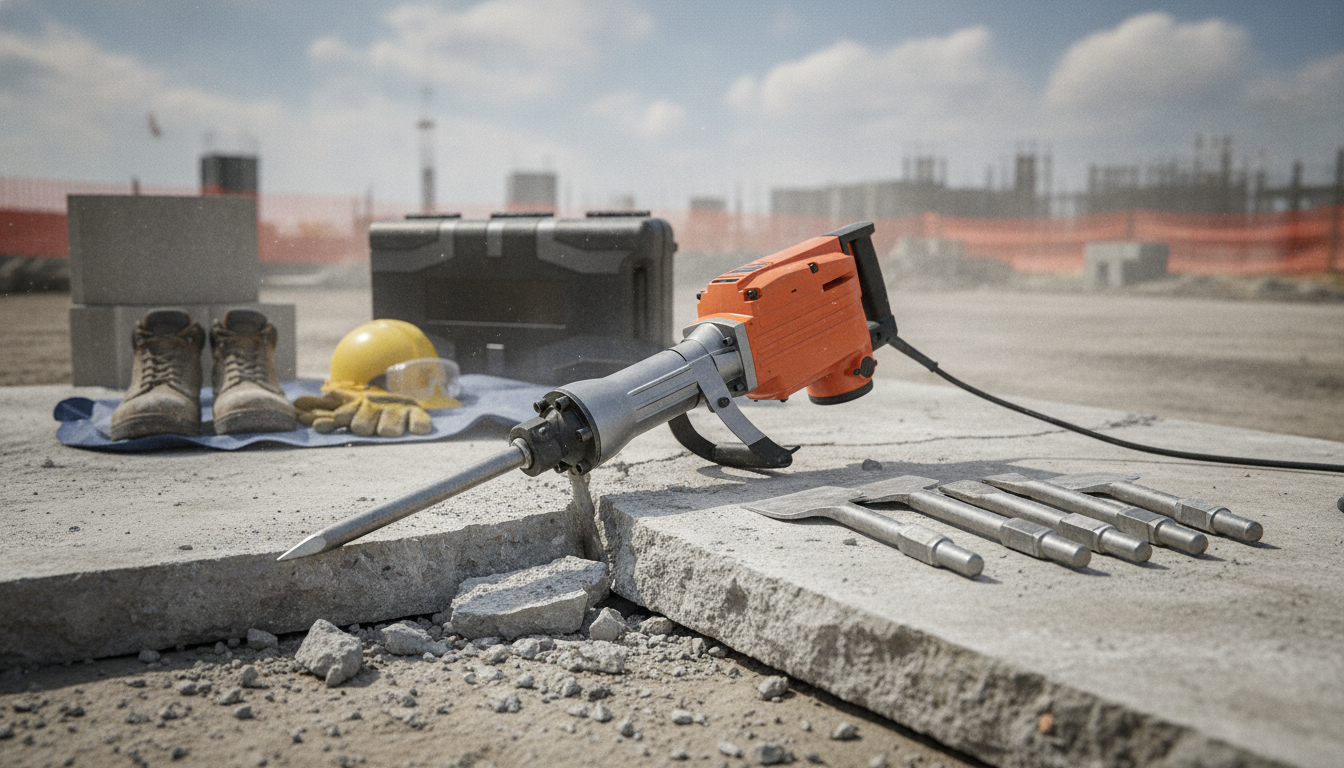 2200W Electric Jack Hammer: 6-Chisel Concrete Guide