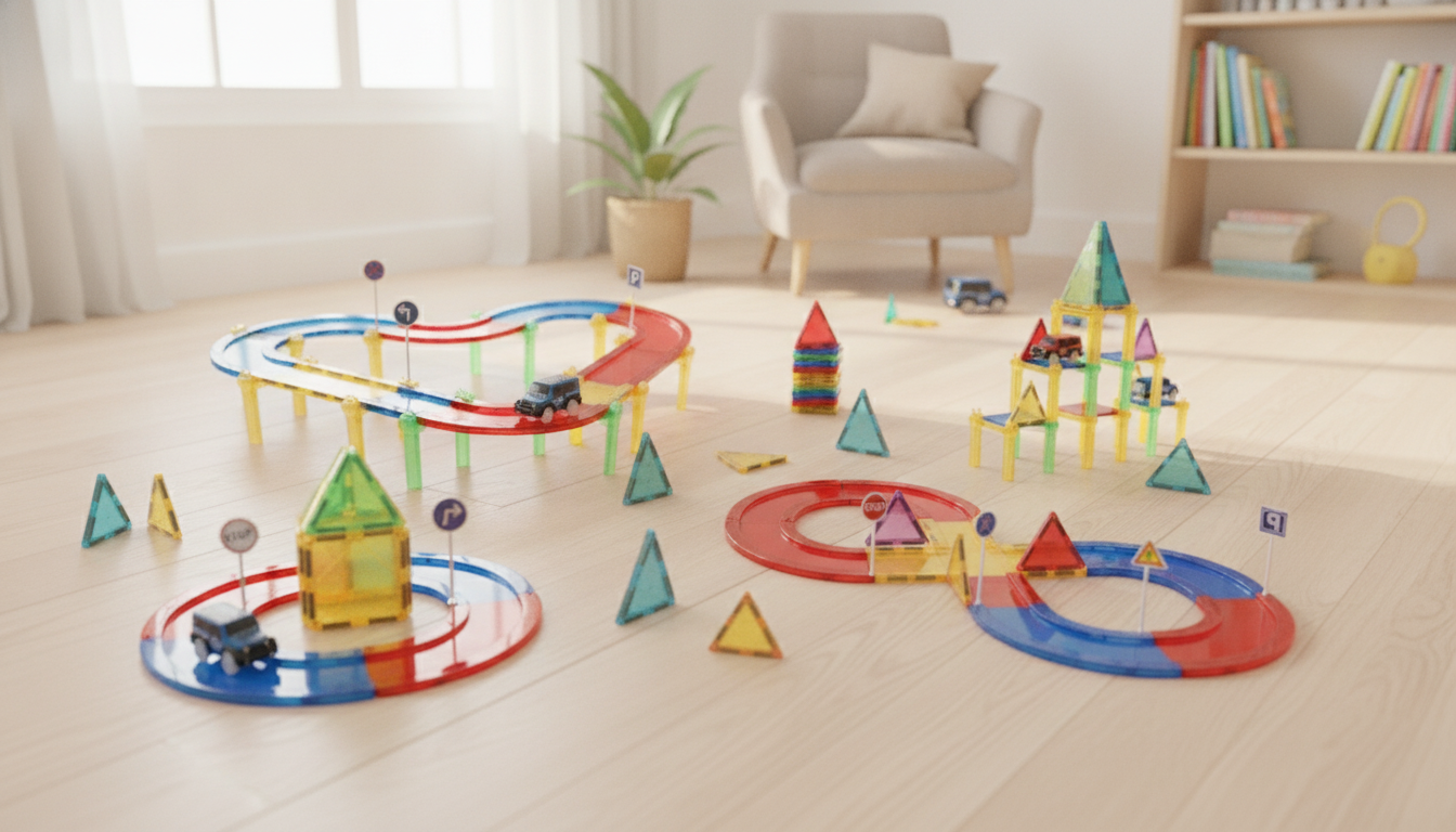 45PCS Large Magnetic Tiles Set for Big, Easy 3D Builds