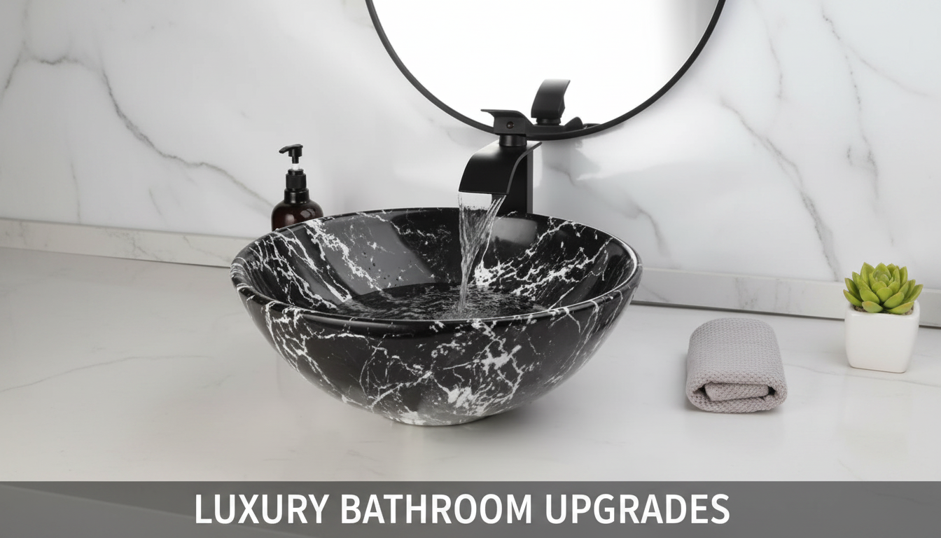 Modern Ceramic Vessel Sink Set: Waterfall Faucet + Drain