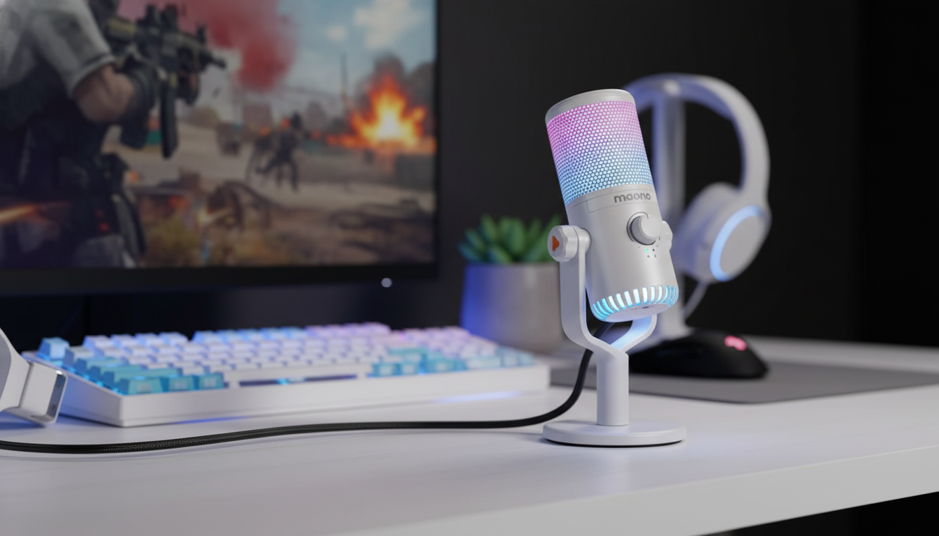 RGB USB Gaming Mic: Gain Dial, Mute & Desk Lighting
